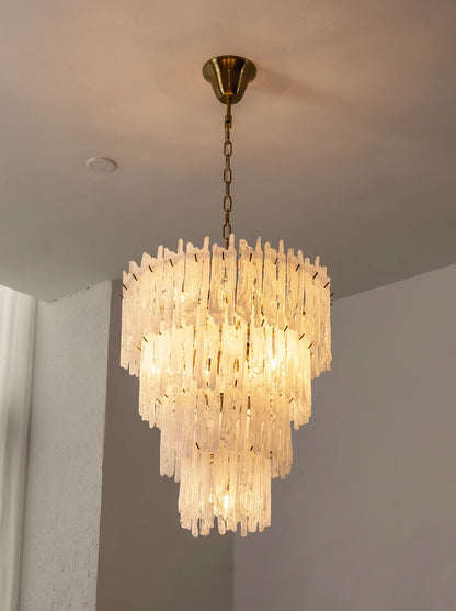 Icicle Waterfall Textured Glass Chandelier