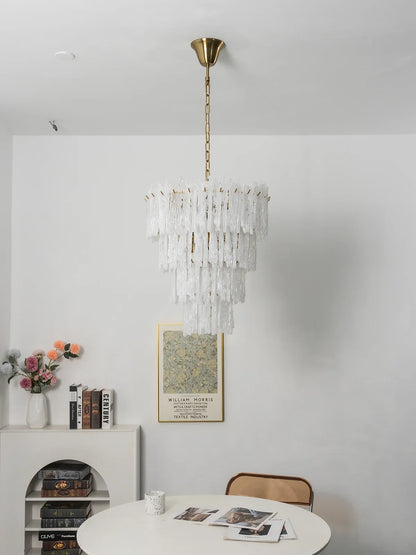 Icicle Waterfall Textured Glass Chandelier