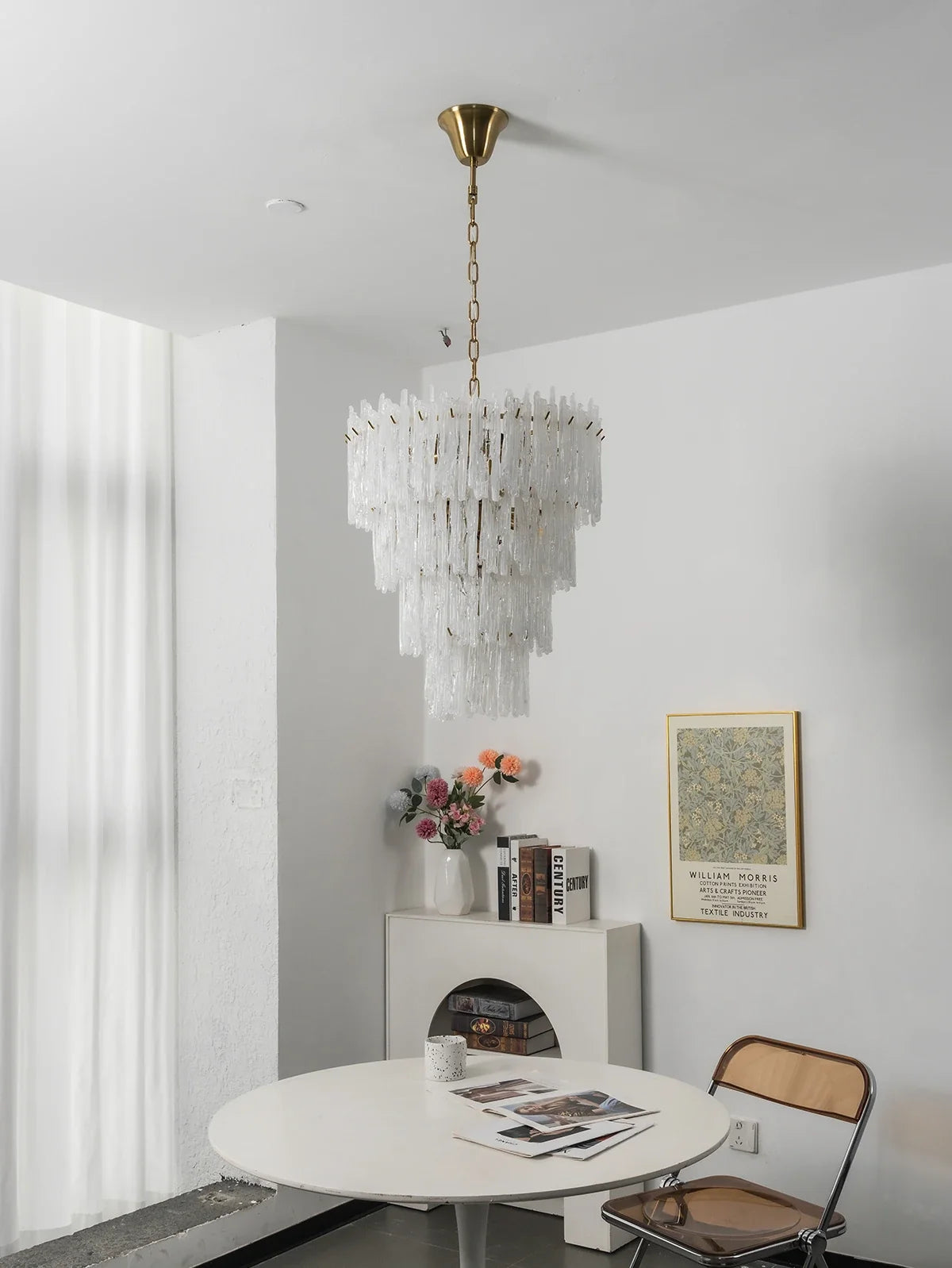Icicle Waterfall Textured Glass Chandelier