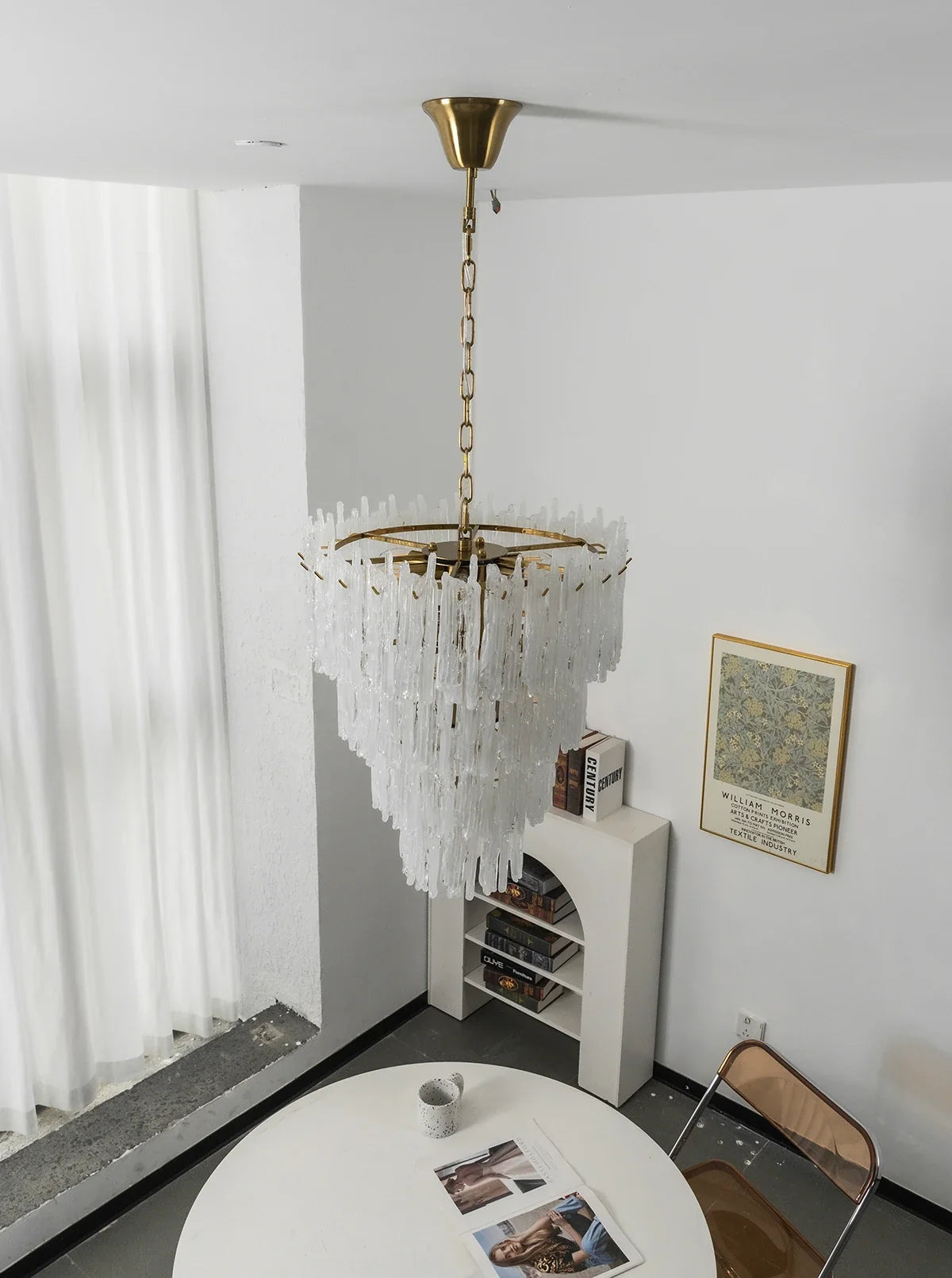 Icicle Waterfall Textured Glass Chandelier