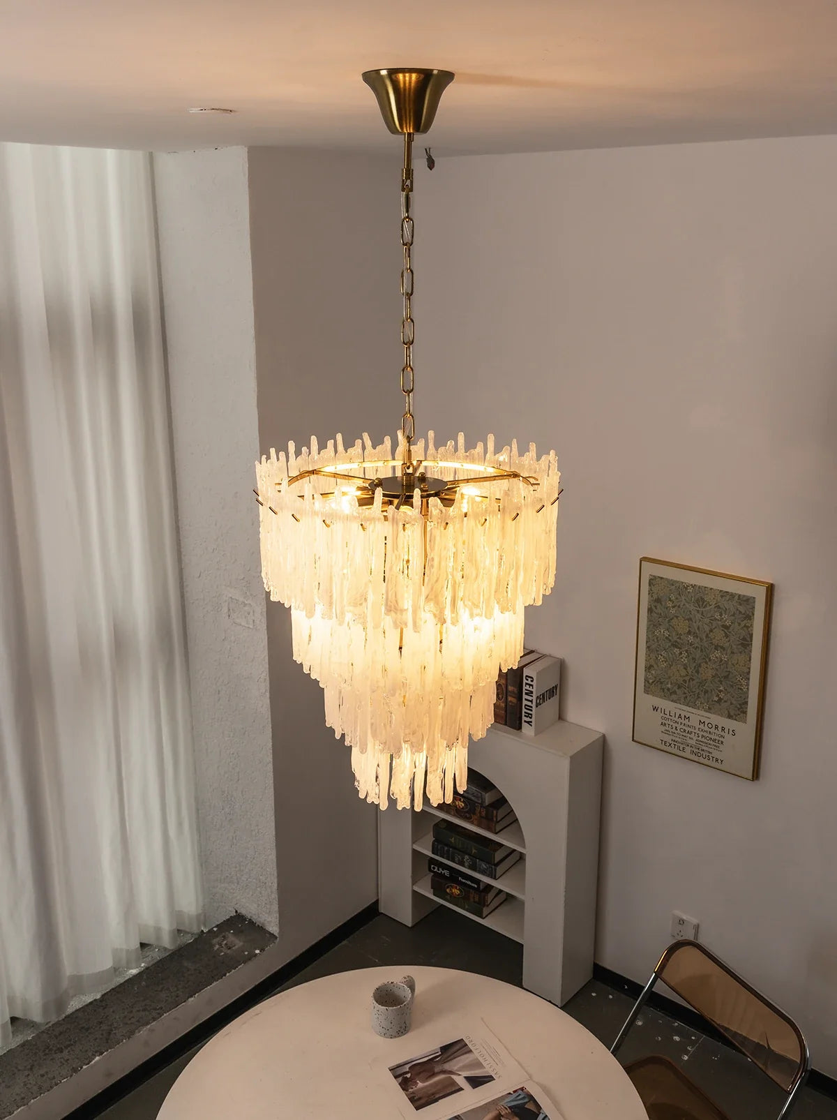 Icicle Waterfall Textured Glass Chandelier