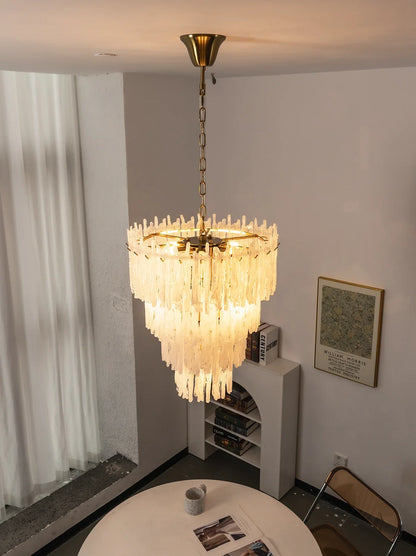 Icicle Waterfall Textured Glass Chandelier