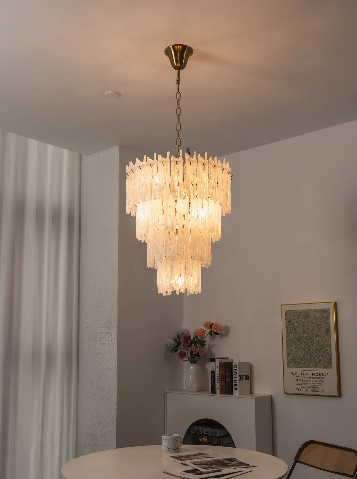 Icicle Waterfall Textured Glass Chandelier