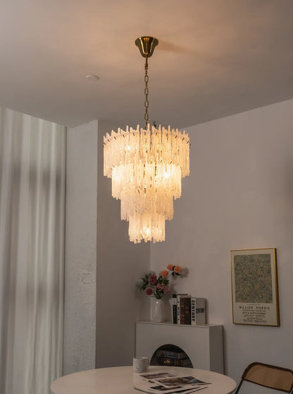 Icicle Waterfall Textured Glass Chandelier