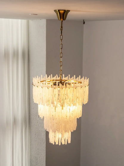 Icicle Waterfall Textured Glass Chandelier