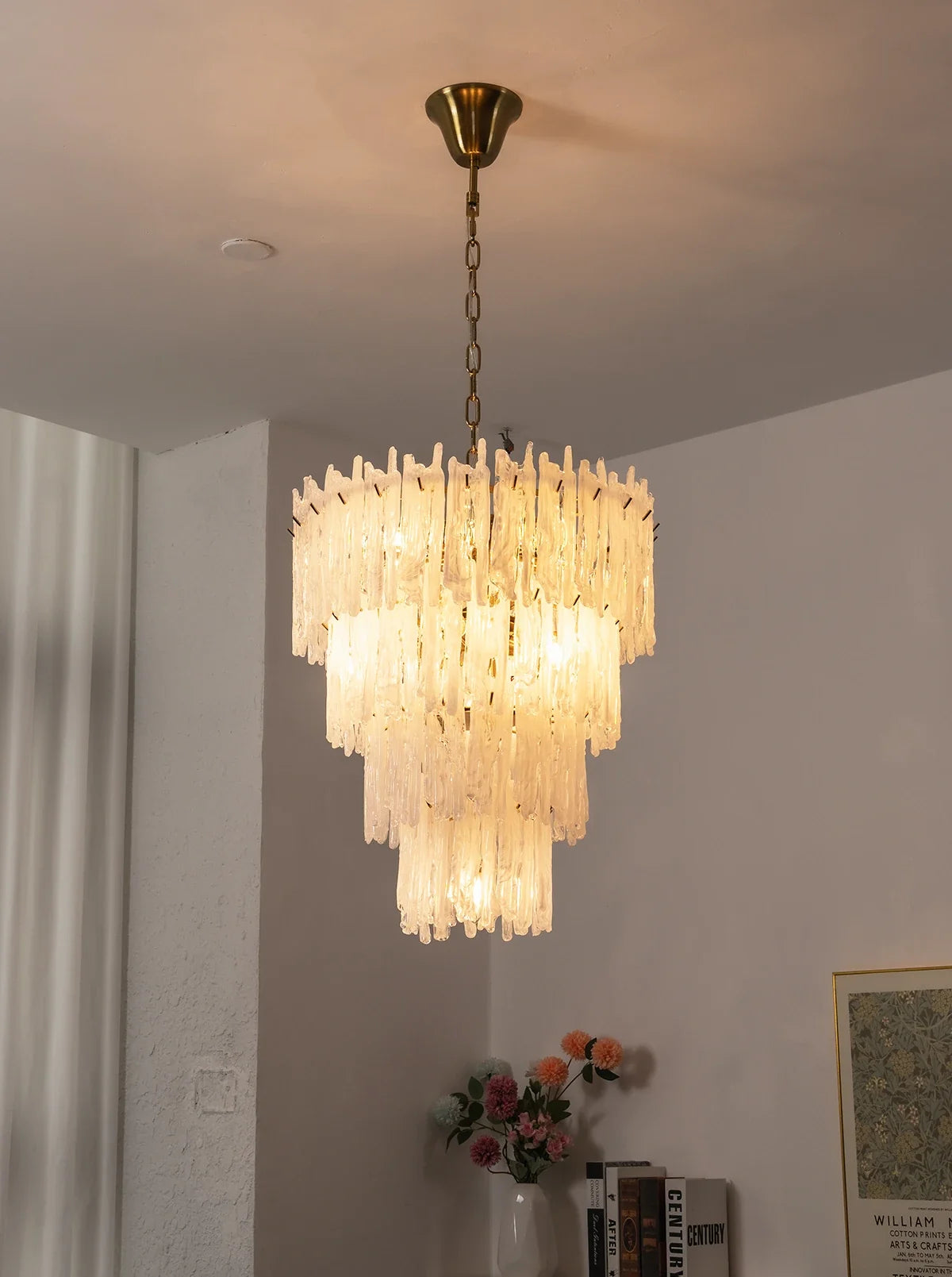 Icicle Waterfall Textured Glass Chandelier