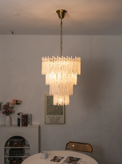 Icicle Waterfall Textured Glass Chandelier
