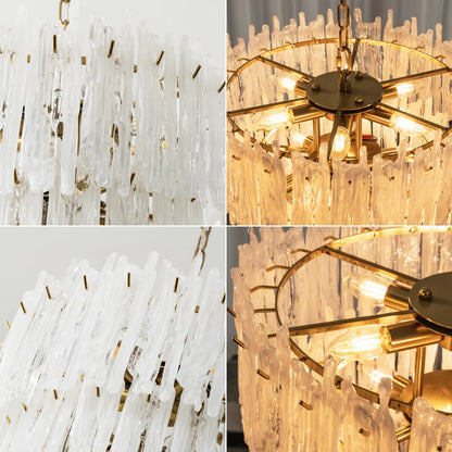 Icicle Waterfall Textured Glass Chandelier