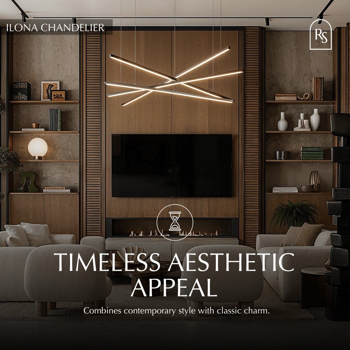 Ilona chandelier by Residence Supply with elegant hanging glass and metal accents, perfect for modern living spaces.
