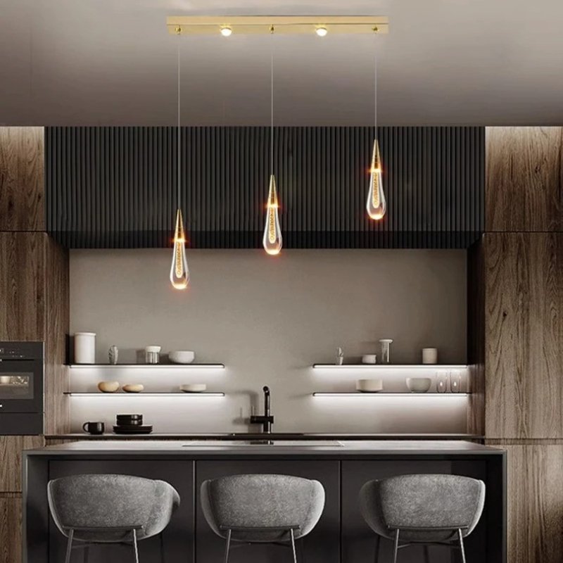 Drop Linear Chandelier by Residence Supply featuring sleek, modern design with multiple hanging light fixtures for contemporary decor.