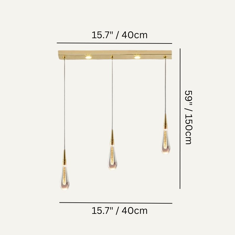 Drop Linear Chandelier by Residence Supply featuring sleek metal frame and multiple hanging glass shades for modern lighting.