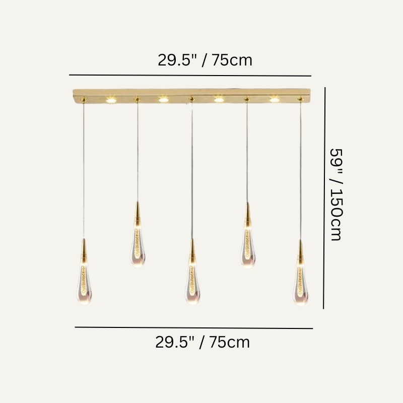 Drop Linear Chandelier by Residence Supply featuring sleek metal arms and multiple hanging light bulbs for modern lighting.