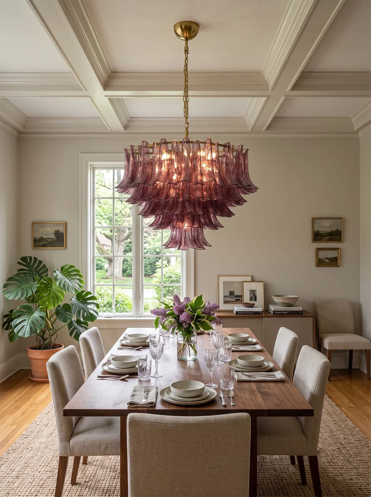 Isadora Cascading Amethyst Glass Chandelier