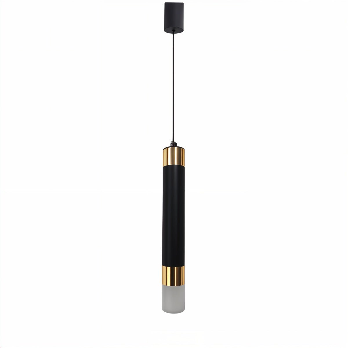 Ivanna Pendant Light by Residence Supply hanging from ceiling, featuring a sleek modern design with a metal and glass shade.
