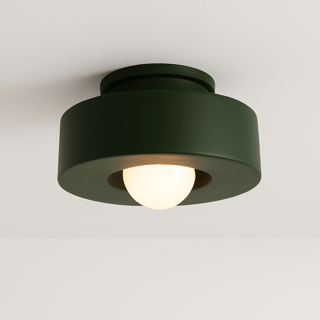Julish ceiling light by Residence Supply, modern round flush-mount fixture with frosted glass shade and brushed metal finish.