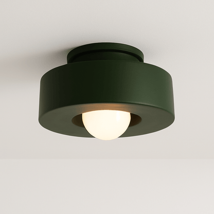 Julish ceiling light by Residence Supply, modern round flush-mount fixture with frosted glass shade and brushed metal finish.