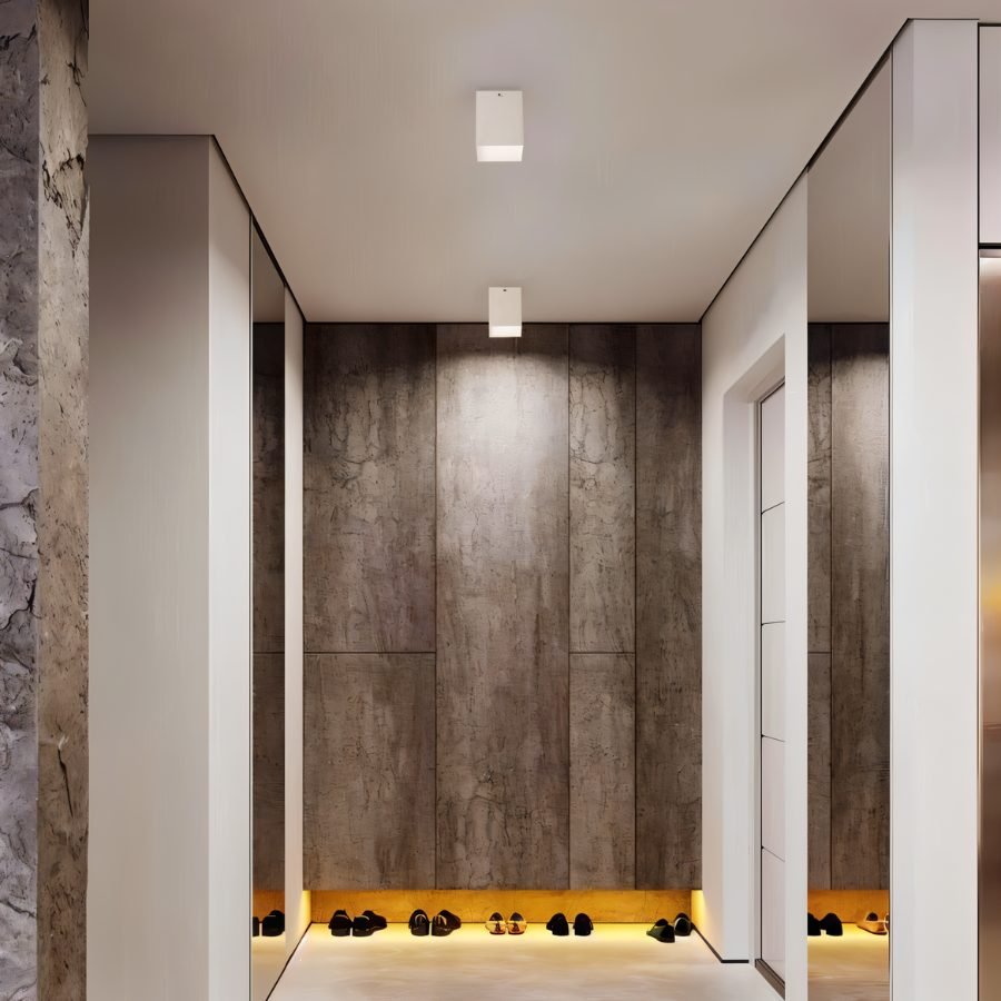 Modern Kaiden Downlight from Residence Supply, showcasing a sleek, round ceiling light fixture with a white finish.