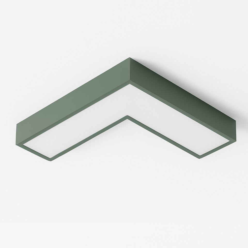 Korner ceiling light by Residence Supply featuring modern design with a sleek, geometric metal frame and integrated LED lighting.