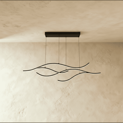 Residence Supply Krikle Chandelier with glass drops and metal frame, hanging from a ceiling fixture.