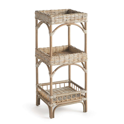 Kubu Rattan Etagere Shelf with Woven Tray Tiers - Nuvé