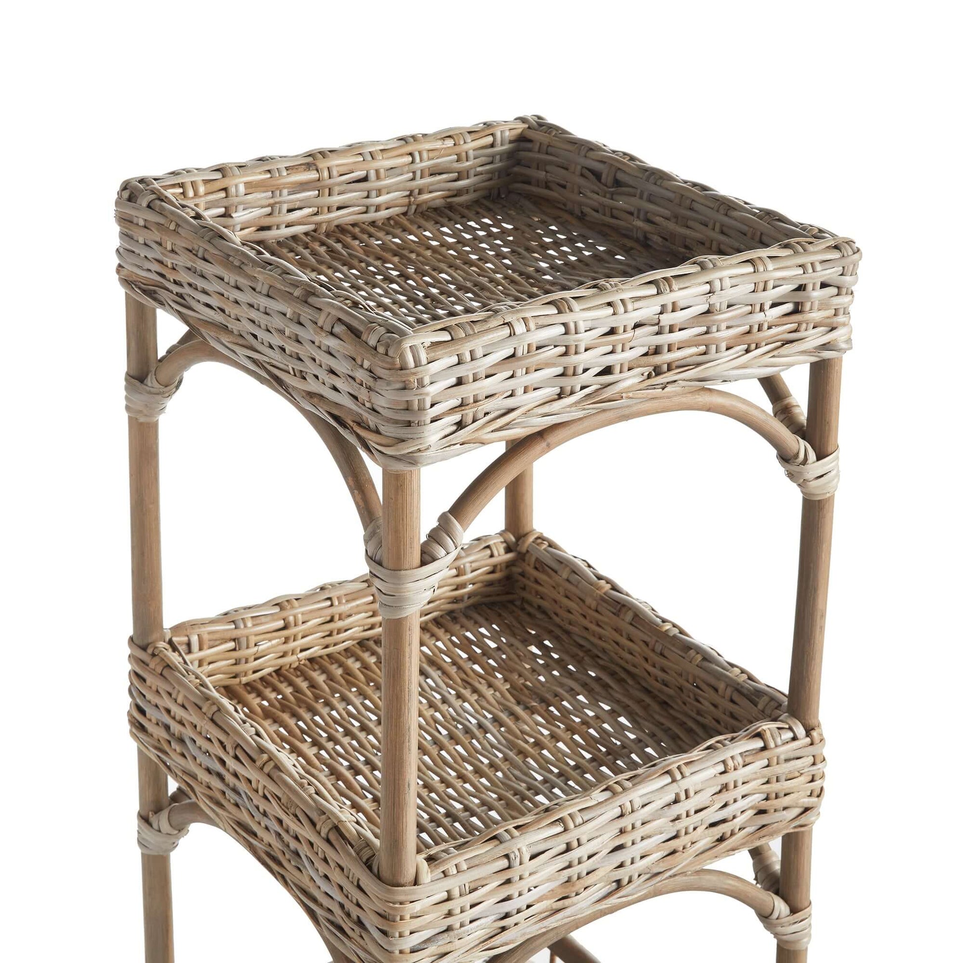 Kubu Rattan Etagere Shelf with Woven Tray Tiers - Nuvé