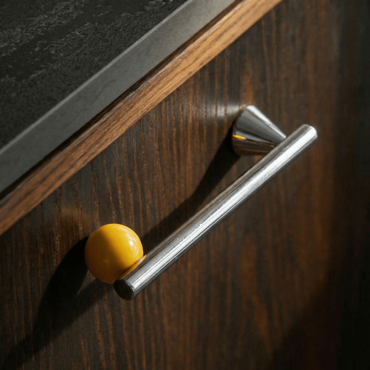 Crystal knob and pull bar from Kwam, designed for cabinet hardware in home and garden decor, by Residence Supply.