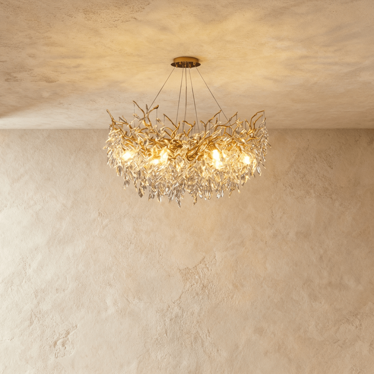 Elegant Lamean Crystal Chandelier by Residence Supply with sparkling crystal accents and intricate metal frame design.