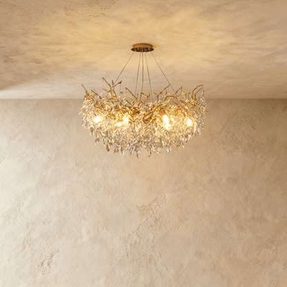 Elegant Lamean Crystal Chandelier by Residence Supply with sparkling crystal accents and intricate metal frame design.