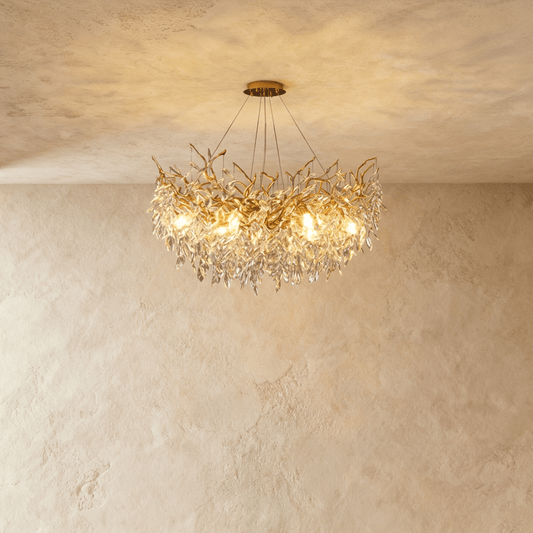 Elegant Lamean Crystal Chandelier by Residence Supply with sparkling crystal accents and intricate metal frame design.
