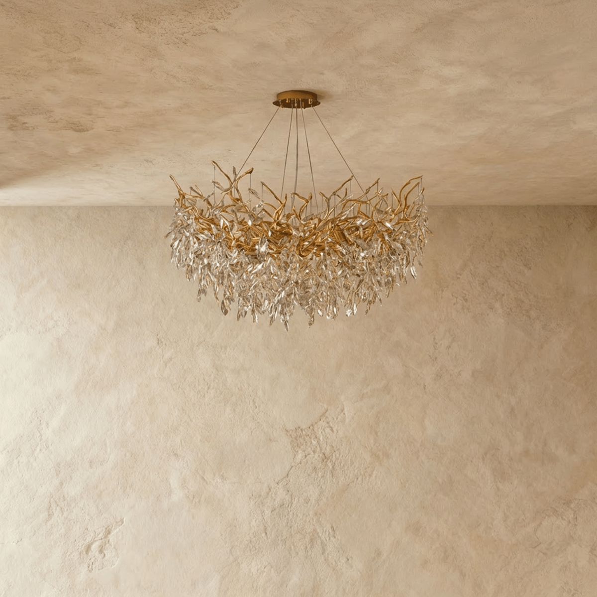 Elegant Lamean Crystal Chandelier by Residence Supply with hanging crystal accents and intricate metal frame.