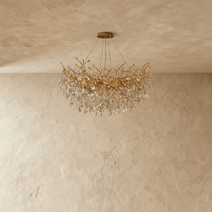Elegant Lamean Crystal Chandelier by Residence Supply with hanging crystal accents and intricate metal frame.