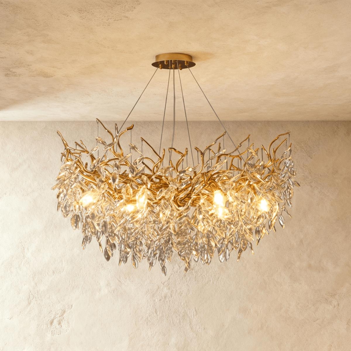 Elegant Lamean Crystal Chandelier by Residence Supply with sparkling crystal accents and multiple light bulbs for a luxurious look.