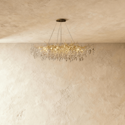Elegant Lamean Crystal Chandelier by Residence Supply with sparkling crystal drops and intricate metal framework.