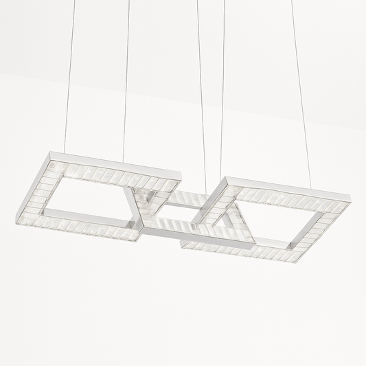 Elegant Lanac chandelier with multiple hanging glass pendants and metal frame, designed for stylish home or dining room lighting.