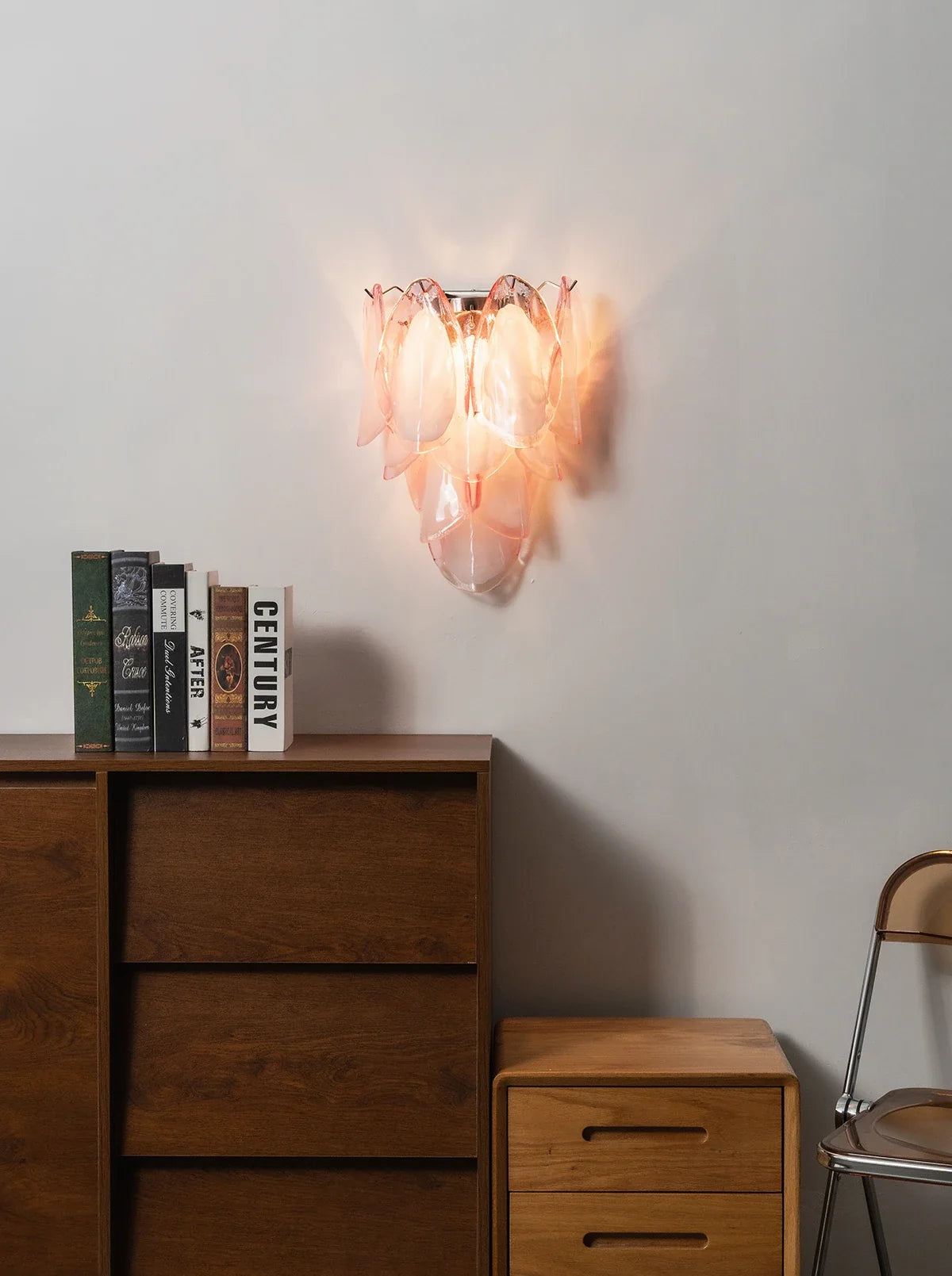 Pink Lotus Textured Glass Wall Sconce