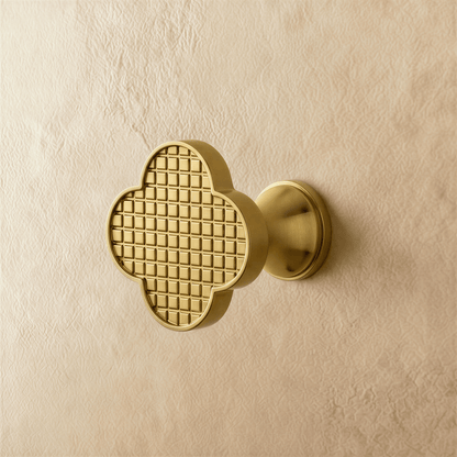 Brass Leto knob by Residence Supply, round cabinet hardware with a polished finish, ideal for kitchen or furniture cabinets.