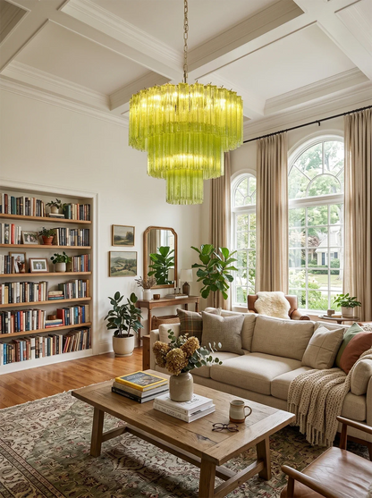 Linden Chartreuse Glass Tube Chandelier
