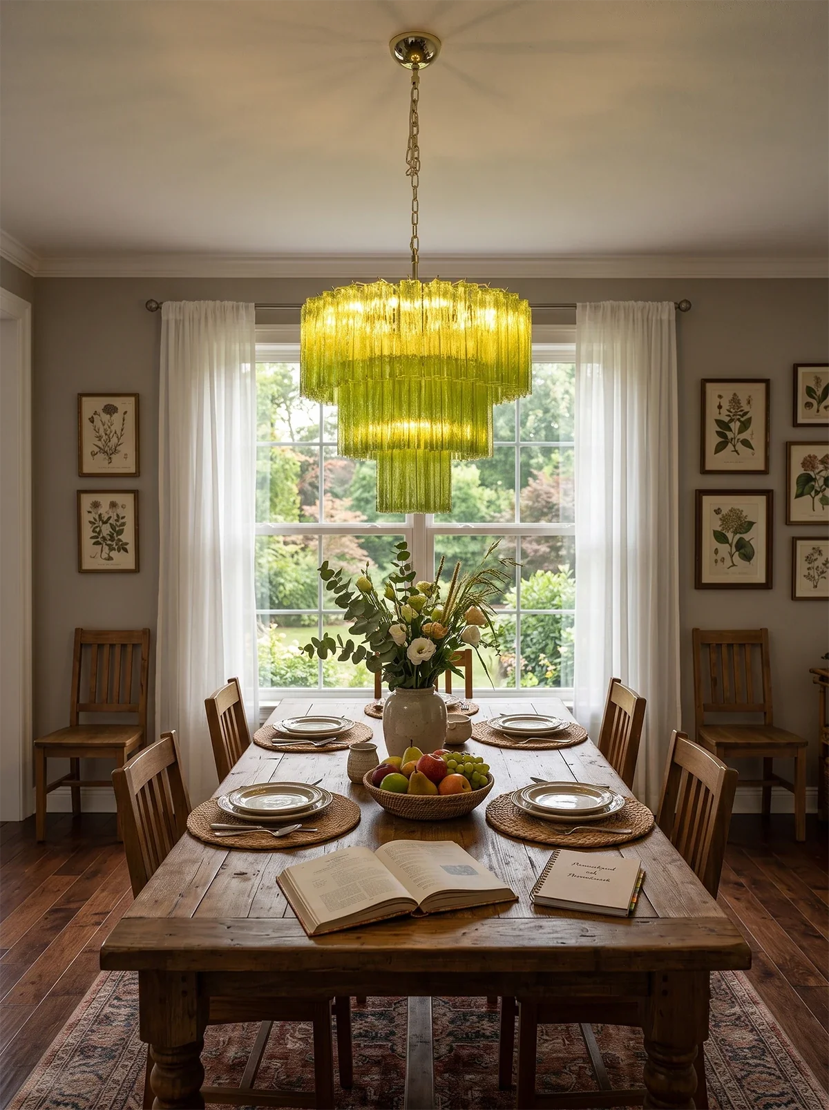 Linden Chartreuse Glass Tube Chandelier