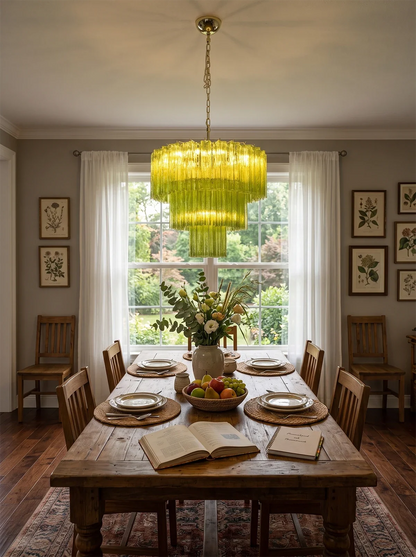 Linden Chartreuse Glass Tube Chandelier