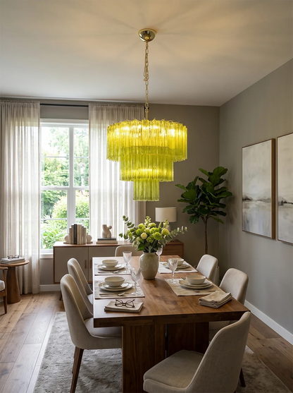Linden Chartreuse Glass Tube Chandelier