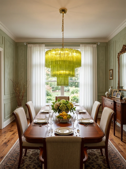 Linden Chartreuse Glass Tube Chandelier
