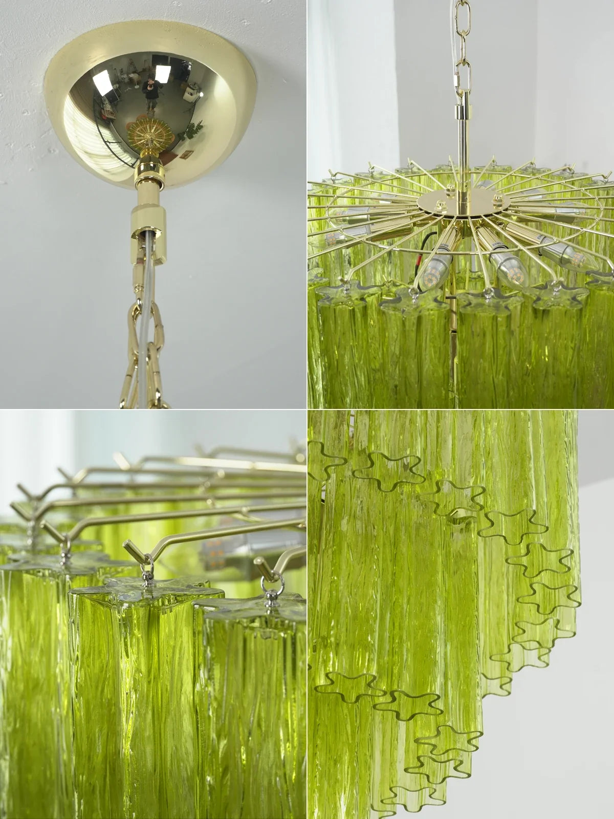 Linden Chartreuse Glass Tube Chandelier