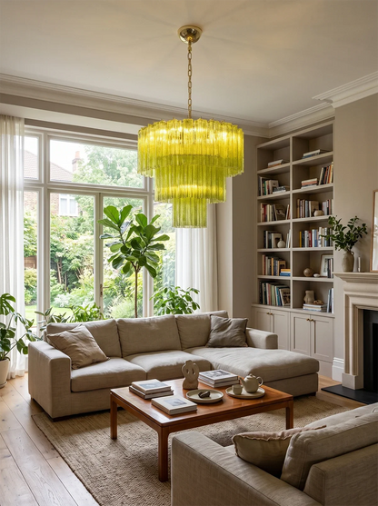 Linden Chartreuse Glass Tube Chandelier