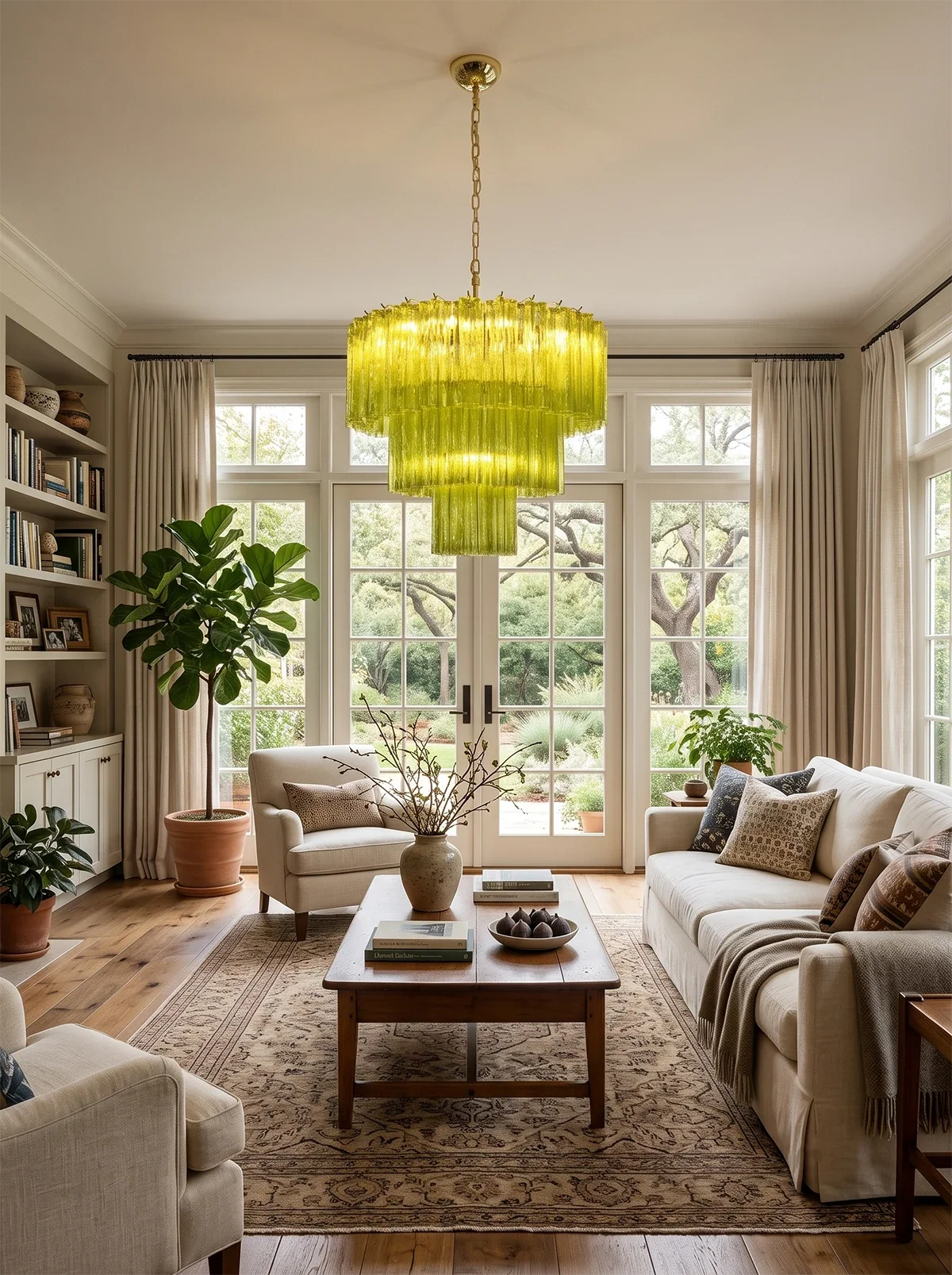 Linden Chartreuse Glass Tube Chandelier