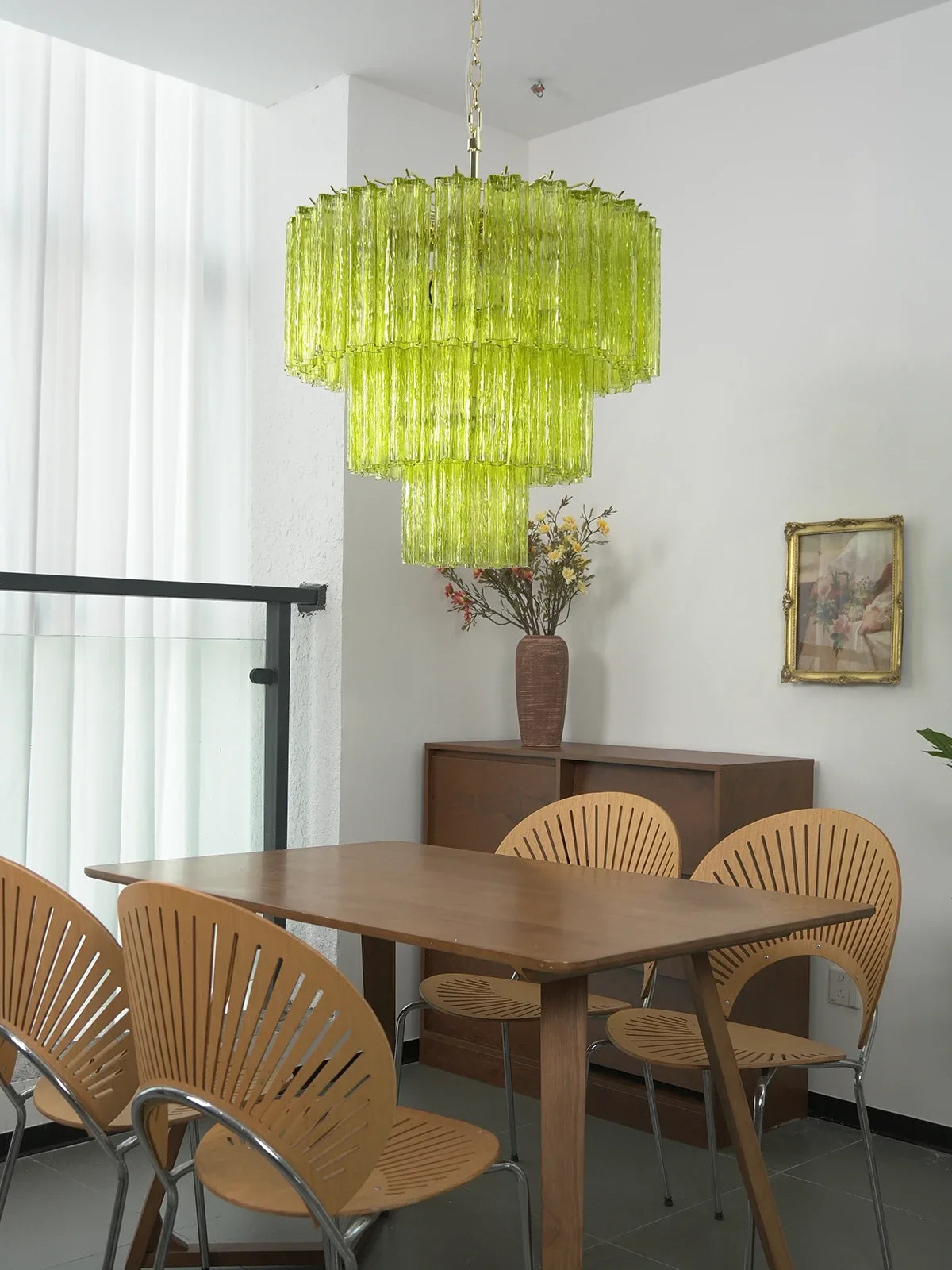 Linden Chartreuse Glass Tube Chandelier