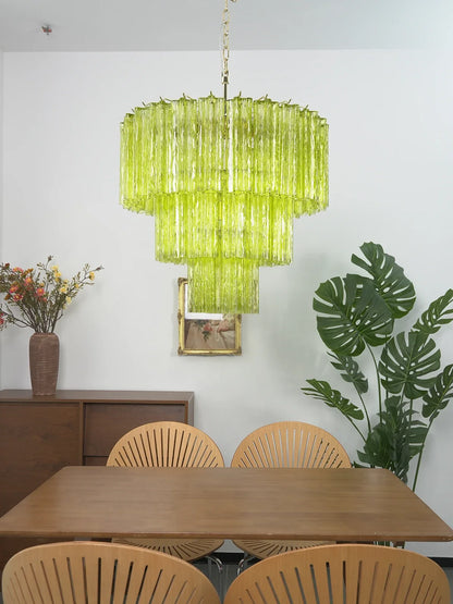 Linden Chartreuse Glass Tube Chandelier