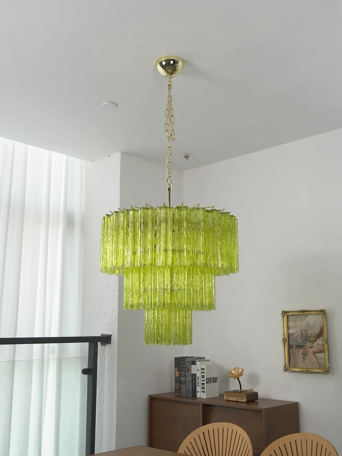 Linden Chartreuse Glass Tube Chandelier