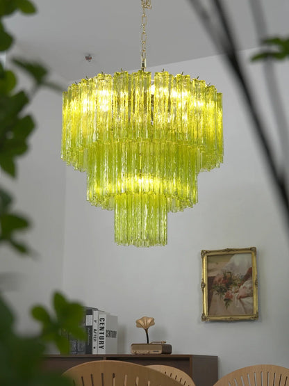 Linden Chartreuse Glass Tube Chandelier
