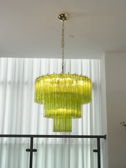 Linden Chartreuse Glass Tube Chandelier
