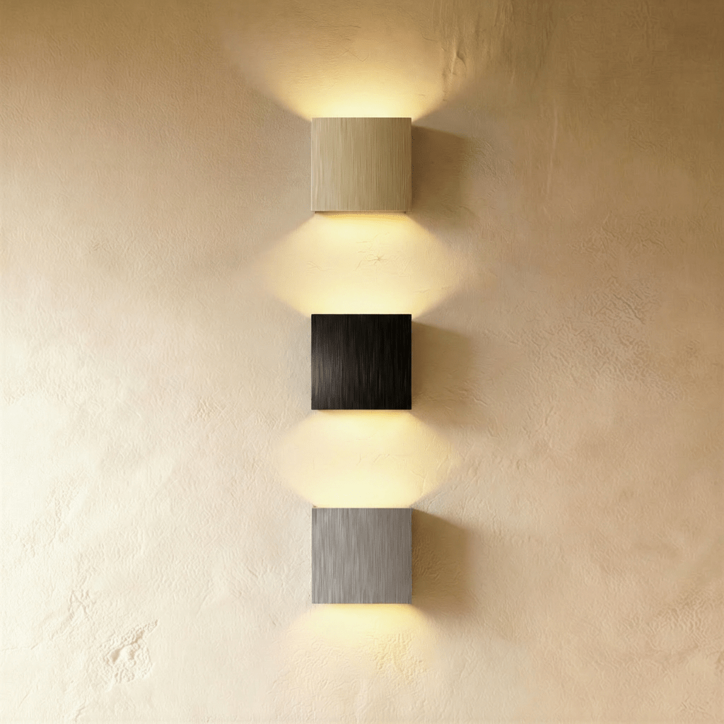 Modern Lior Wall Lamp by Residence Supply featuring sleek design, mounted on a wall with warm ambient lighting.